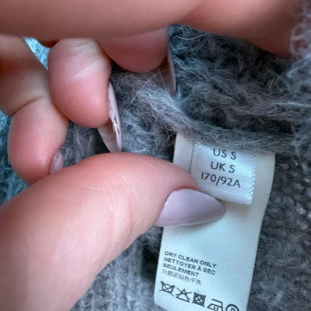 Free People Women's Moonbeam V‎ Alpaca Blend Knit Oversize Sweater Gray Size S